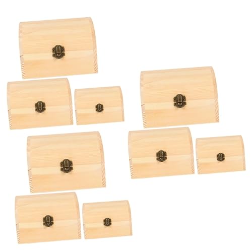 VOSAREA 9 pcs wooden box jewelry organizer tray strawberry decor craft storage DIY wooden unfinished wooden jewelry case handmade gifts wood gifts VOSAREA