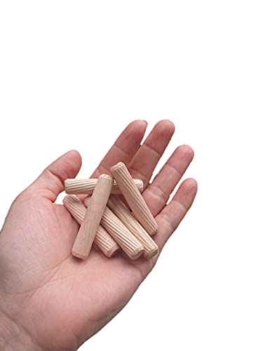 Wooden Dowel Pins 10mm x 50mm Fluted Wood Dowels Rods, Made of Hardwood, Approx 3/8 x 2 inch, 100 Pcs. - WoodArtSupply