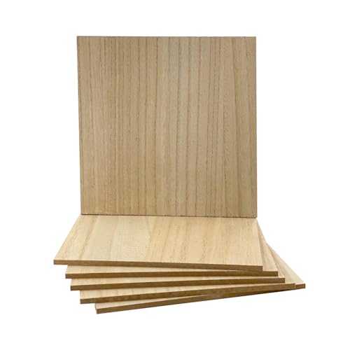 6 Pack MDF Wood Boards 10"x10"-1/4th inch Thick Wooden Planks, Double Sided Veneered MDF Sheet for Homemade DIY Crafts - WoodArtSupply