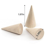 AUEAR, 10 Pack Wood Cone Ring Holder Finger Jewelry Display Stand DIY Craft Wooden Cone (Natural, Vertical Shaped) AUEAR