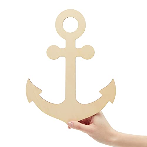 12 Pack Unfinished Wooden Anchors for Crafts, Nautical Wood Cutouts for DIY Projects, Nautical Decor (11.6 x 8.8 in) Genie Crafts