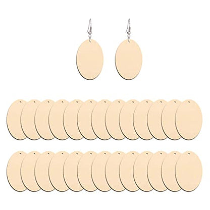 Unfinished Wood Blank Earrings 50pcs Wooden Craft Drop Dangle Earrings for DIY Jewelry Making Materials - WoodArtSupply