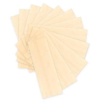 12 Pack Basswood Sheets for Crafts - 4 x 12 x 1/8 Inch - 3mm Thick Plywood Sheets Unfinished Bass Wood Boards for Laser Cutting, Wood Burning,