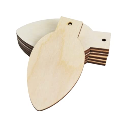 ALL SIZES BULK (12pc to 100pc) Unfinished Wood Laser Cutout Christmas Ornament Light Bulb Dangle Earring Jewelry Blanks Shape Crafts Made in Texas Texan Wood Crafts