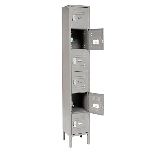 Global Industrial Six Tier Locker, 12x15x12, 6 Door, Unassembled, Gray Global Industrial
