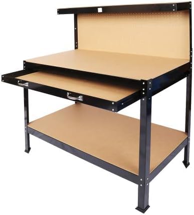 ACONEE 48x24 in Workbench, Garage Workbench with Storage, 300lbs Load Capacity, Tools Multipurpose Workbench with Bottom Shelf Storing, 2 Drawer, - WoodArtSupply