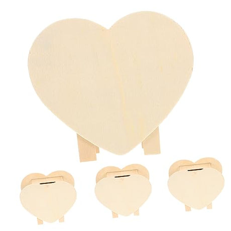 Abaodam 4pcs DIY Piggy Bank Unfinished Wood Toys to Paint Change Holder Case Coin Storage Jar Large Piggy Bank Wooden Money Bank Heart Shaped Piggy Abaodam