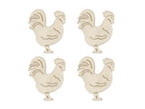 CraftMedley Wooden Roosters - Miniature Laser Cut Wood Shapes- Unfinished Natural Wood - 4 Pieces, Brown, (WS220J) CraftMedley