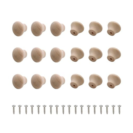 Oedema Wood Unfinished Cabinet Knobs Mini Wooden Drawer Handle Knobs Furniture Door Pull Knobs 0.69"×0.55", 20PCS with Screws Oedema