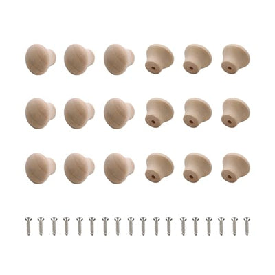 Oedema Wood Unfinished Cabinet Knobs Mini Wooden Drawer Handle Knobs Furniture Door Pull Knobs 0.69"×0.55", 20PCS with Screws