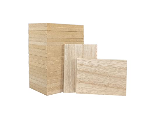 36 Pieces Unifinished Wooden Cutouts for Crafts,2.5 x 3.5 Inches Regtangle Shape, 6.4mm 1/4th Inch Thick Unfinished Wood Tiles Cregugua