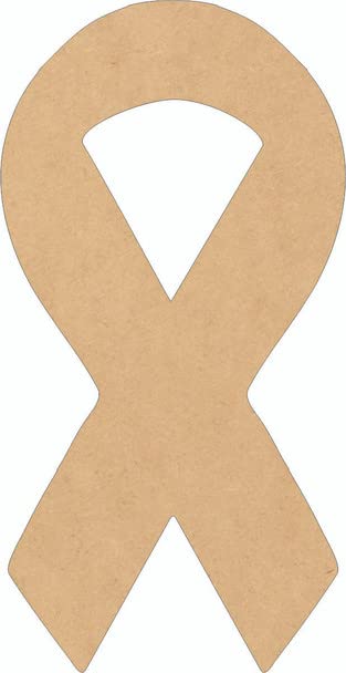 Wooden Ribbon 10" Shape, Unfinished Wood Cancer Ribbon Symbol Cutout, 1/4" MDF