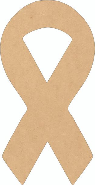 Wooden Ribbon 10" Shape, Unfinished Wood Cancer Ribbon Symbol Cutout, 1/4" MDF NEXTCraft