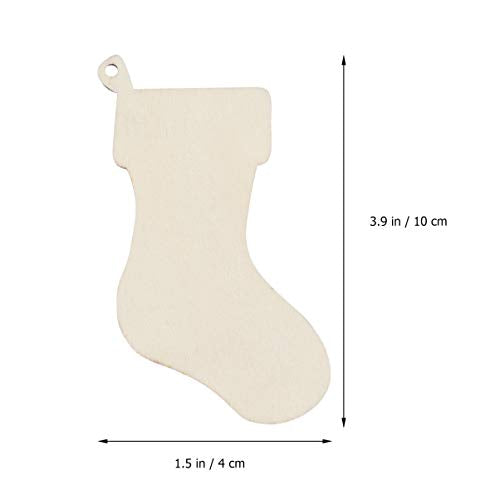 EXCEART 50Pcs Christmas Wooden Stockings Cutouts Wooden Pieces Unfinished Wood Slices for DIY Wood Crafts Stockings Embellishments Christmas Tree EXCEART