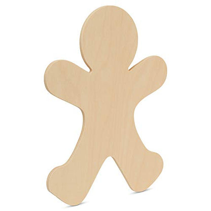 Gingerbread Man Wood Cutout 6 inch, Pack of 3 Unfinished Holiday Cut Outs for Gingerbread Christmas Decor and Crafts, by Woodpeckers - WoodArtSupply