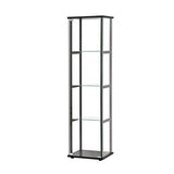 Bowery Hill 4-Shelf Glass Curio Cabinet Display Case in Black Bowery Hill
