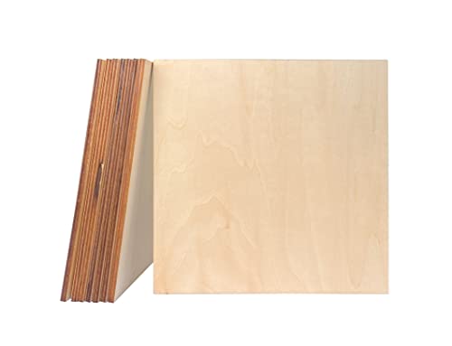 8 Pieces Unfinished Wood Sheet 8x8x3/16 Inch Thick Basswood Plywood Board Wooden Square Panels for Crafts DIY Homemade Cregugua