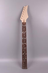 DIY Electric Guitar Neck Replacement 24 fret 25.5inch Maple Rosewood Fretboard locking nut vine Inlay Unfinished Electric Guitar Neck (24 fret WoodArtSupply