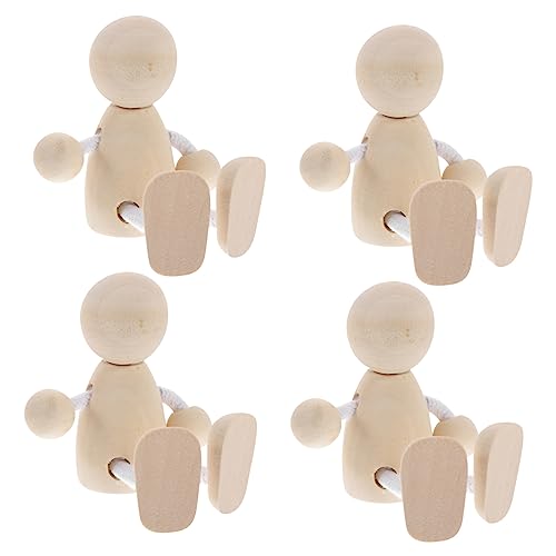 Tofficu 8 Pcs Wooden Figures Unfinished Peg People Wooden Jointed Figure Unfinished Wooden Figurines Wooden Peg People Wood Human Figure Model DIY Tofficu