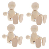 Tofficu 8 Pcs Wooden Figures Unfinished Peg People Wooden Jointed Figure Unfinished Wooden Figurines Wooden Peg People Wood Human Figure Model DIY Tofficu