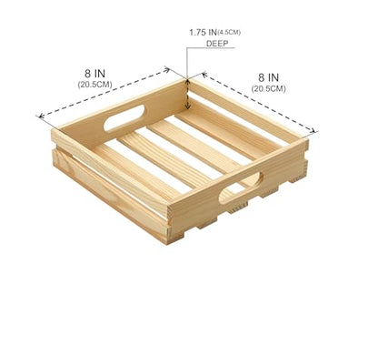 4 Pack 9 Inch Square Wooden Pallet Crates Unfinished Wood Trays Storage for DIY Crafts (Interior 8 x 8 x 1.75 in)