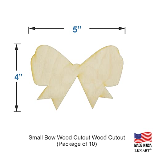 Unfinished Bow Wood Cutout Available in a Variety of Sizes and Thicknesses (1/8" Thickness, Small 5" x 4" (Package of 10)) - WoodArtSupply