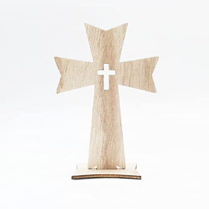 SEWACC 30pcs Cross Wood Jesus Wood Flower