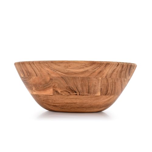Samhita Acacia Wood Fruit Bowl for Fruits or Salads,Serving Dish Looks Absolute Beautiful With Your Kitchen (10" x 10" X 4")