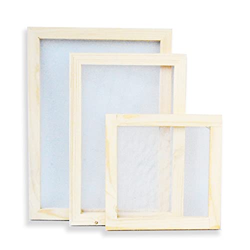 Cayway 11 Pack Paper Making Screen Kit Include 5 PCS Wooden Paper Making Mold Frame, Dried Flowers, Replace Mesh Cloth, Spoon Stirrer and Tweezers Cayway