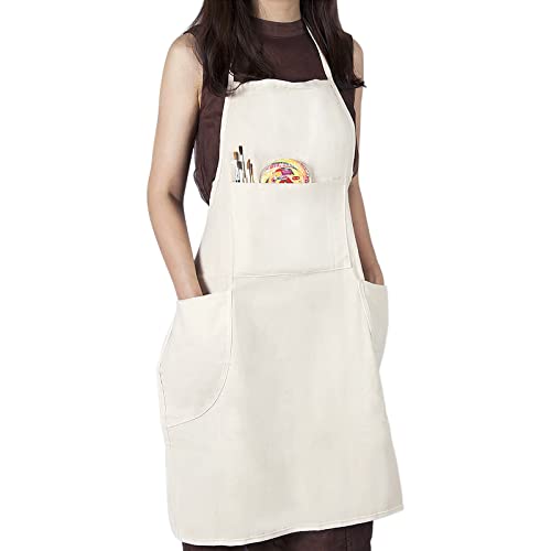 conda 100% Cotton Canvas Professional Bib Apron With 3 Pockets for Women Men Adults,Waterproof,Natural 31inch By 27inch - WoodArtSupply