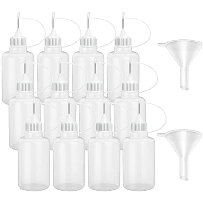 12 Pcs 1 Ounce Needle Tip Glue Bottle 30ml Plastic Dropper Bottles for Small Gluing Projects, Paper Quilling DIY Craft, Acrylic Painting, White Lid - WoodArtSupply