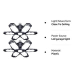 TANBABY 2 Pack LED Garage Lights, 30000LM Deformable Best Garage Light Ceiling LED Shop Lights, 150W E26/E27 LED Light Garage Lighting with 6+1 TANBABY
