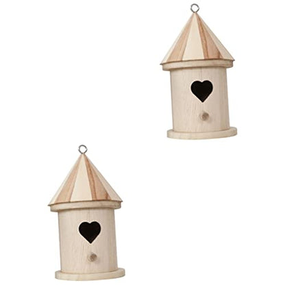 Yardwe 2pcs Bird Nest Unfinished Wood Bird House Bird Houses for Outside Finch Bird Feeder Birdhouse Wood Hanging Bird Water Feeder Outdoor Gardening