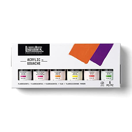Liquitex Professional Acrylic Gouache Paint, 6 x 59ml (2-oz), Fluorescents Set Liquitex