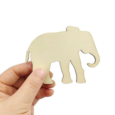 30 Pack Unfinished Wood Animal Cutouts Jungle Animal Crafts Wood Elephant, Rhino, Lion, Hippo, Crocodile, Turtle Cutouts to Paint Wooden Safari Xonzmmk