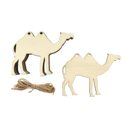 30 Pack Wood Camel Cutouts Unfinished Wooden Camel Hanging Ornaments Animal Shape DIY Camel Craft Gift Tags for Home Party Decoration Craft Project