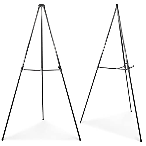 PUJIANG 63" Aluminum Easel Stand for Sign, Large Collapsible Easels for Display Posters/Whiteboard, Adjustable Height Artist Easel for Painting- - WoodArtSupply