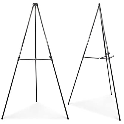 PUJIANG 63" Aluminum Easel Stand for Sign, Large Collapsible Easels for Display Posters/Whiteboard, Adjustable Height Artist Easel for Painting- - WoodArtSupply