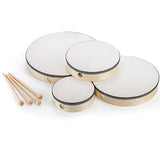 Foraineam 4 Pack Hand Drum 12 Inch 10 Inch 8 Inch 6 Inch Wood Drum Set Musical Educational Percussion Instrument Wooden Frame Drum with Drum Sticks Foraineam
