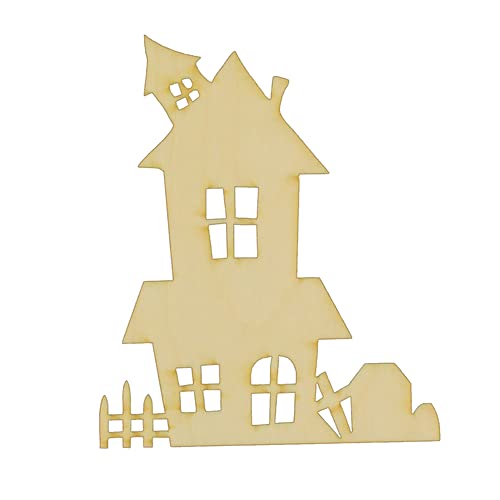 Woodcrafter Package of 1, Medium 6.5 x 8 14 Baltic Birch Plywood Haunted House Wood Cutout for Art and Craft Project, hauntedhouseMD251pc, 6.5 x 8 x - WoodArtSupply