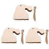 Abaodam 30Pcs Christmas Hat Shape Hanging Decor Wooden Santa Hat Hanging Ornaments Xmas Tree Hanging Pendants Unfinished Wood DIY Crafts with Rope Abaodam