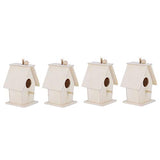 Wooden Bird House, 4Pcs Mini Hanging Birdhouse Nesting Box Natural Unfinished Wood Bird Nests for Outdoor Garden Courtyard Decoration Hapivida