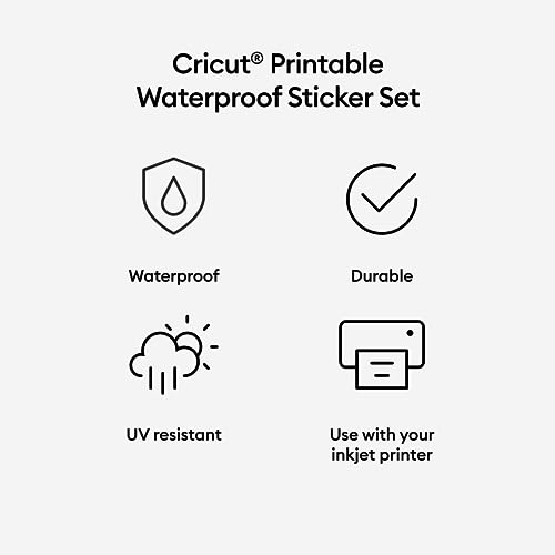 Cricut Waterproof Sticker Paper - US Letter Size (8.5in x 11in), Sticker Paper for Printer, Compatible with Cricut Maker, Explore 3, & Cricut Joy - WoodArtSupply