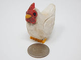 Selsela Hen Chicken Keychain Ring Clip Charm Farm Bird Miniature Wood Mini Figurine Small Animal Selsela