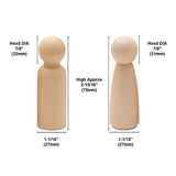Wood Peg Dolls Unfinished 3 inch, Pack of 30 Wooden Peg People for DIY Crafts Muka