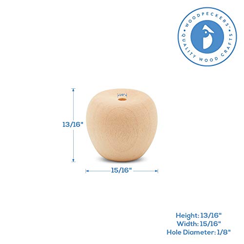 Unfinished Wood Mini Cherry Apple, 3/4 inch, Pack of 50 for Wooden Doll Head and Wood Crafts, by Woodpeckers Woodpeckers