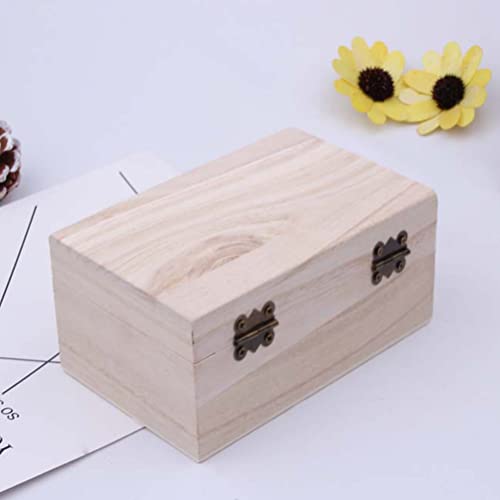 TOYANDONA 5Pcs Unfinished Wooden Boxes, Unfinished Wood Boxes Unpainted Wooden Boxes for Crafts DIY Wood Box with Hinged Lid Art Hobbies Jewelry Box TOYANDONA