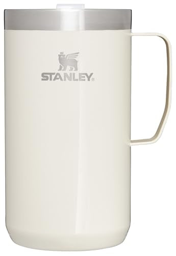 Stanley Stay Hot Camp Mug - Durable 18/8 Stainless Steel Insulated Mug - Splash-Free Tritan™ Drink-Thru Lid - 24 OZ - Cream Gloss STANLEY