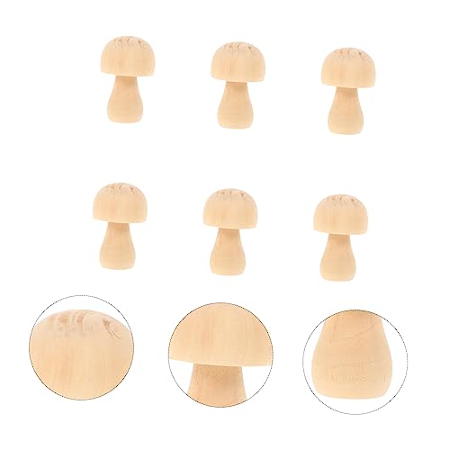 EXCEART 12 Pcs DIY Wooden Ornaments Unfinished Wooden Doll Miniature Mushrooms Ornament Unpainted Wood Mushrooms Craft Peg Doll Miniature Dollhouse