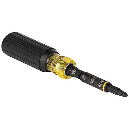 Klein Tools 32500HD Multi-Bit Screwdriver / Nut Driver, Impact Rated 11-in-1 Tool with Phillips, Slotted, Square and Torx Tips - WoodArtSupply